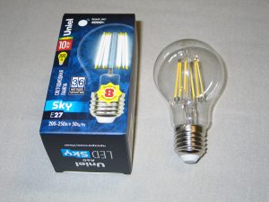 Филаментная лампа Uniel 10W LED-A60-10W/NW/E27/CL PLS02WH