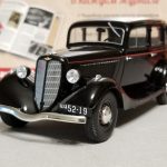 №28 Легендарные советские автомобили ГАЗ М-1 1/24, масштабная модель, 1:24, Hachette, Ашет, вид спереди слева